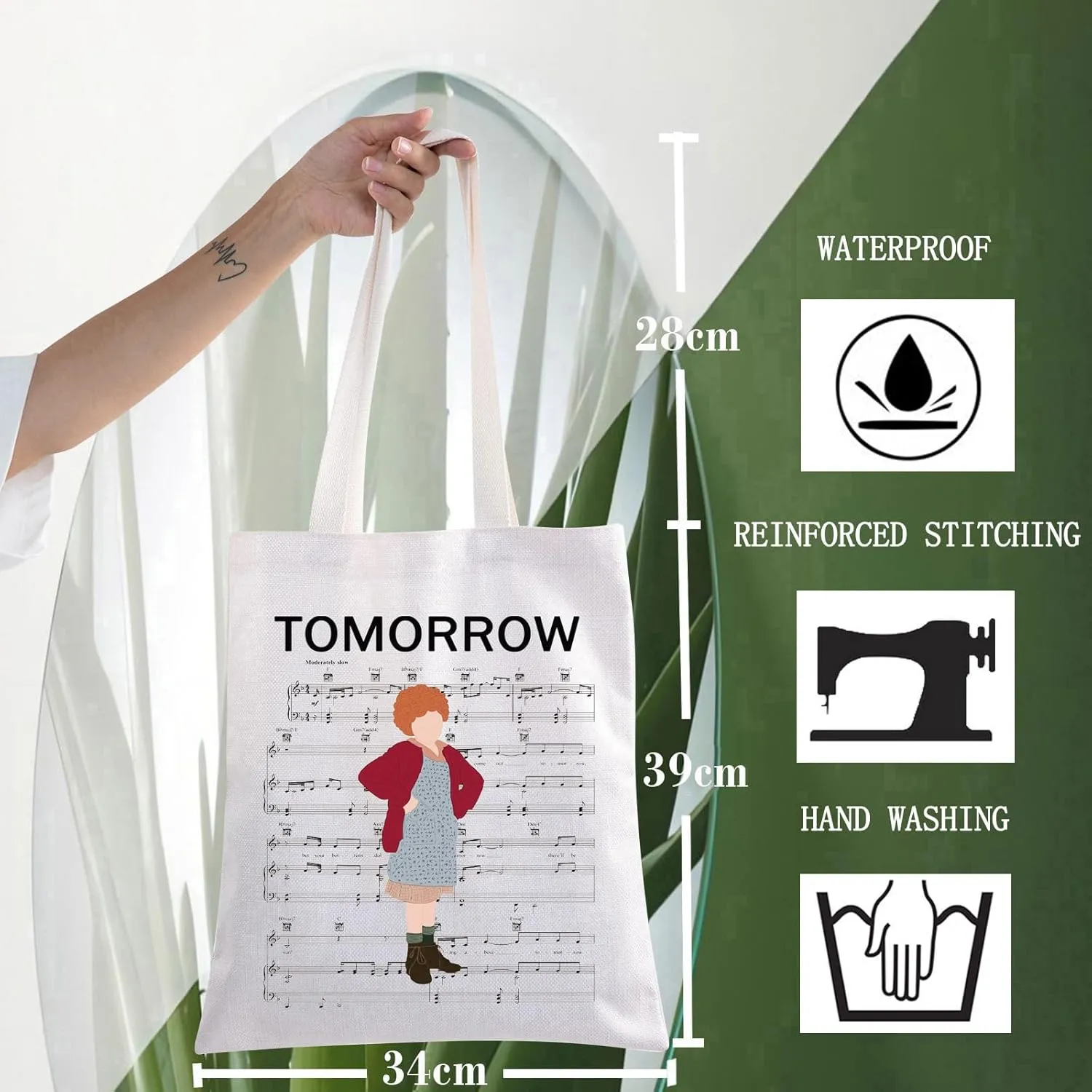 WZMPA Musical Tote Bag Orphan Fans Gift Tomorrow Musical Reusable Grocery Bag Theater Drama Merchandise