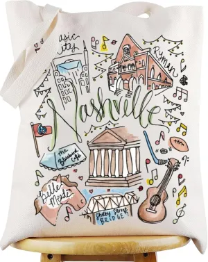 WZMPA Nashville Travel Tote Bag - Tennessee Souvenir Gift - Reusable Grocery Bags