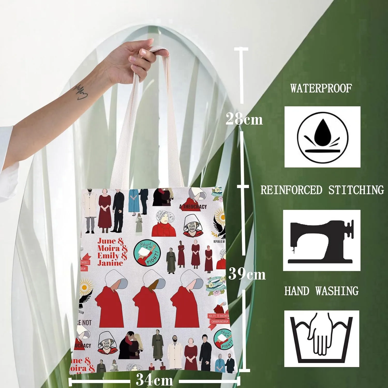 WZMPA Offred Tote Bag June ＆Moira＆Emily＆Janine Fans Gift Women's Rights Reusable Grocery Bag Offred Merch