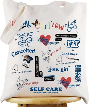 WZMPA Singer Album Tote Bag Concert Gift Lyric Fans Reusable Grocery Bags Merchandise