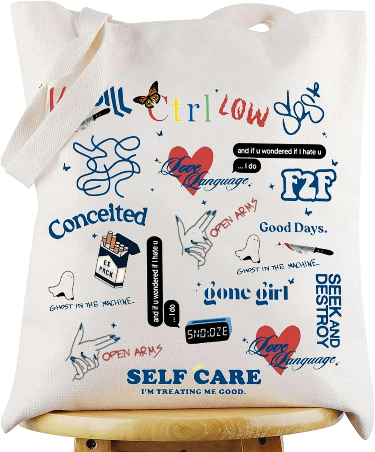 WZMPA Singer Album Tote Bag Concert Gift Lyric Fans Reusable Grocery Bags Merchandise