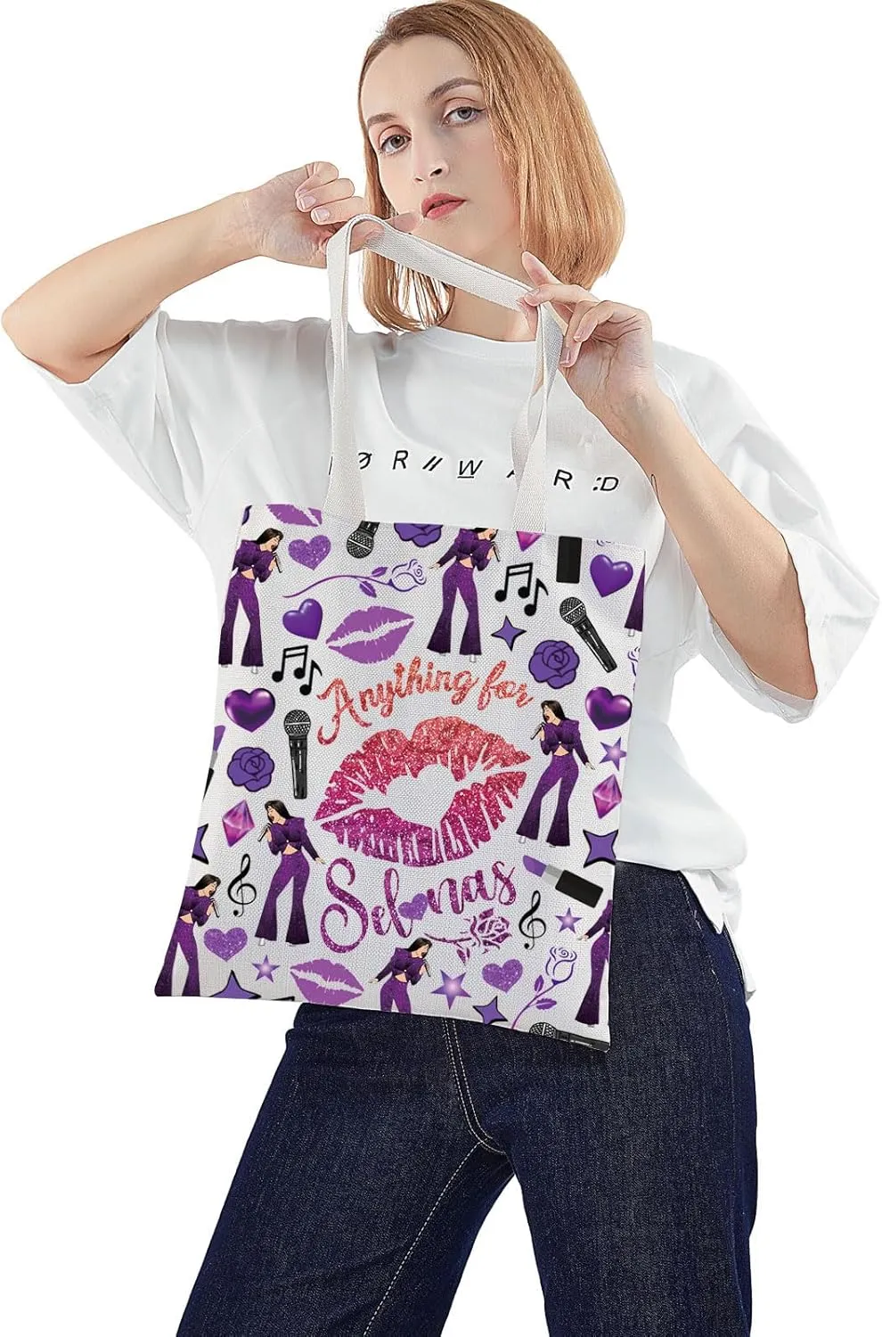 WZMPA Singer Album Tote Bag Singer Musical Gift Singer Lyric Reusable Grocery Bag Concert Fans Merchandise