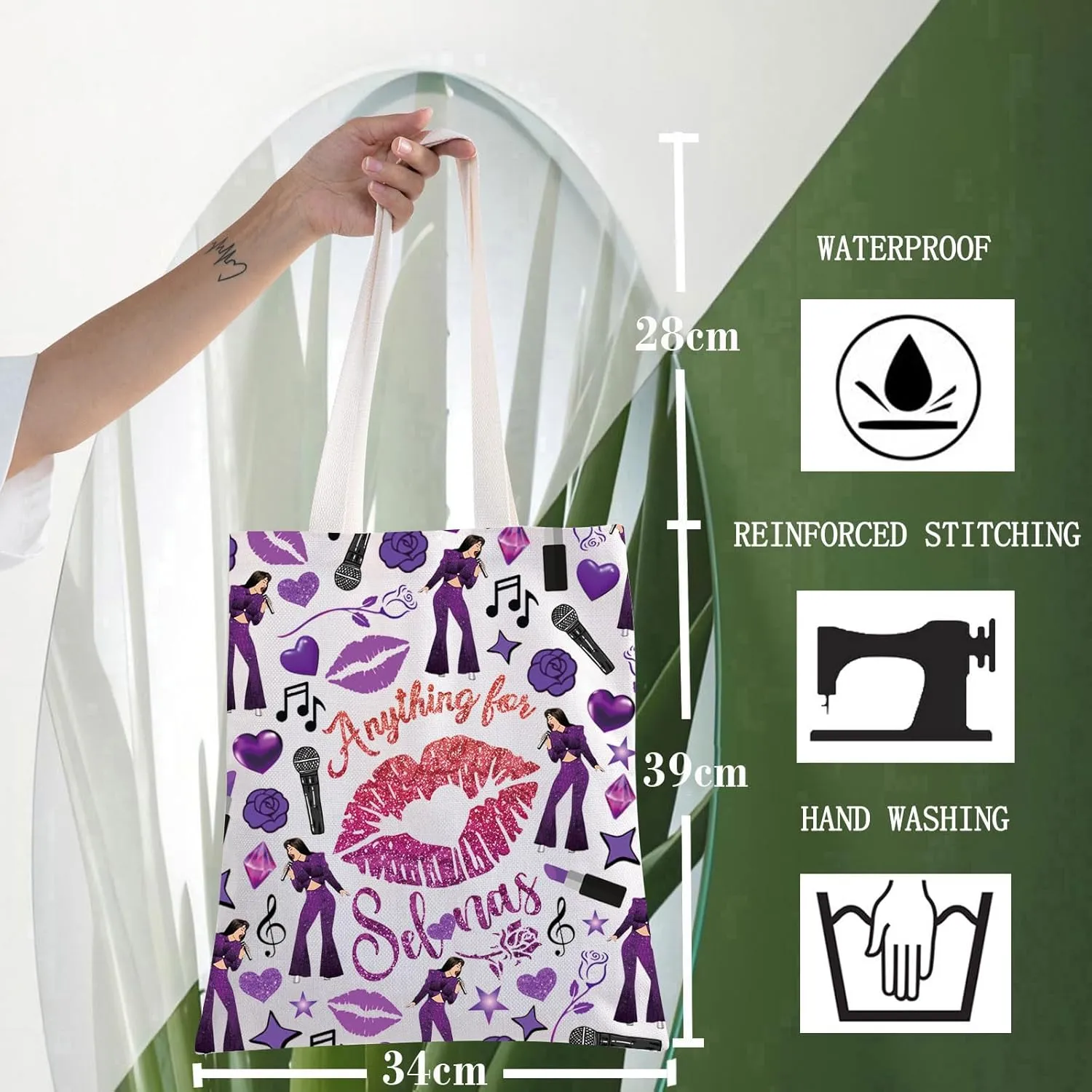 WZMPA Singer Album Tote Bag Singer Musical Gift Singer Lyric Reusable Grocery Bag Concert Fans Merchandise