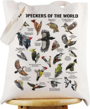 WZMPA Woodpecker Tote Bag Woodpecker Gift Woodpeckers Woodpecker Reusable Grocery Bag Woodpecker Species Merchandise