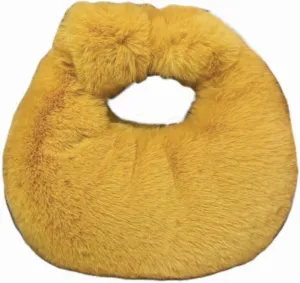 XPONNI Fuzzy Dumpling Bag, Cute Fluffy Bags, Cute Mini Handbags, Faux Fur Bag with Zipper, Soft Knotted Bag