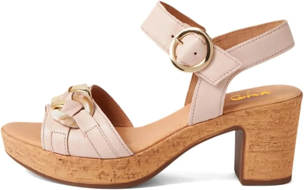 XYD Women Thick Block Cork Heel Platform Sandals Open Toe Fashion Textured Chain Strap Summer Comfort Shoes