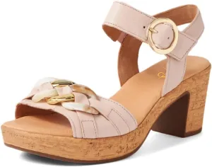 XYD Women Thick Block Cork Heel Platform Sandals Open Toe Fashion Textured Chain Strap Summer Comfort Shoes
