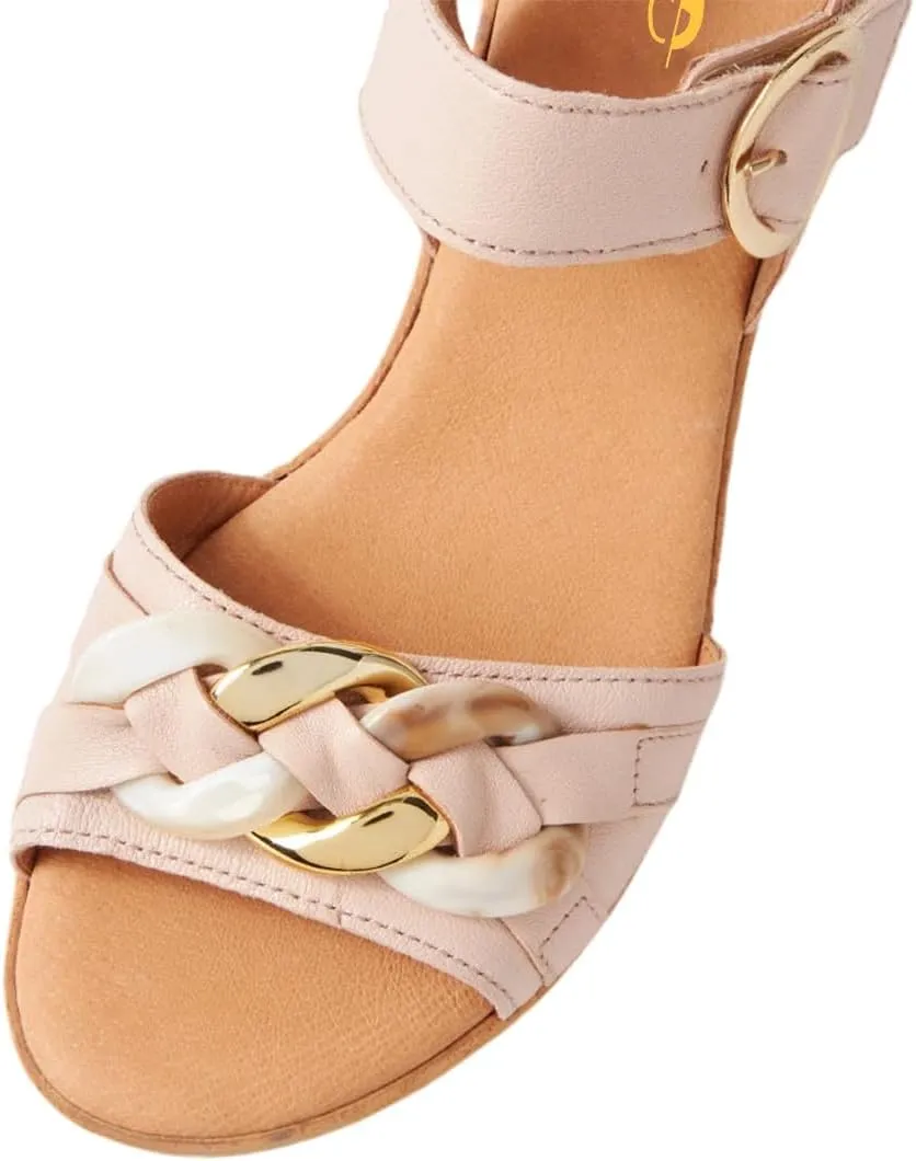 XYD Women Thick Block Cork Heel Platform Sandals Open Toe Fashion Textured Chain Strap Summer Comfort Shoes