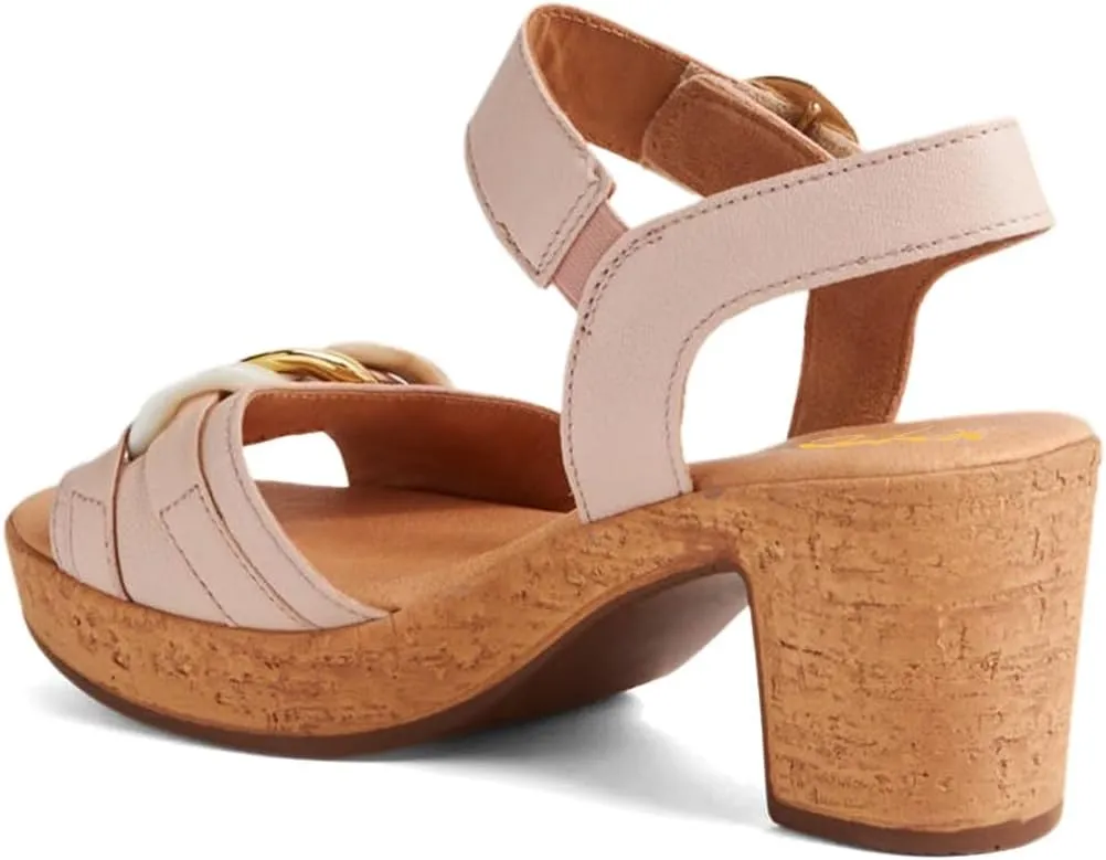XYD Women Thick Block Cork Heel Platform Sandals Open Toe Fashion Textured Chain Strap Summer Comfort Shoes