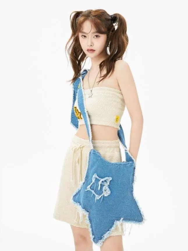 Y2k Crossbody Bag Star Shape Harajuku Street Style 2000s Designer Vintage Aesthetic Shoulder Bag Strap Girls Kawaii Bag
