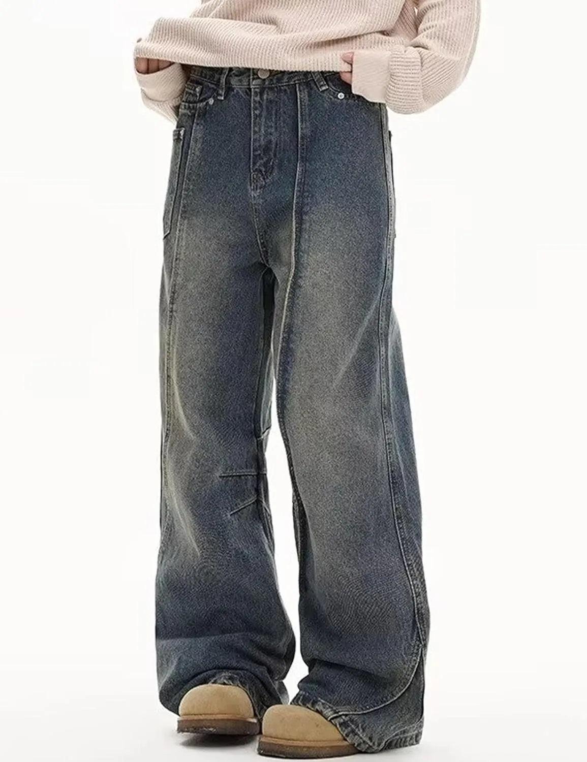 Y2k Men Hip Hop Skater Jeans Low Waisted Denim Pants Loose Fit Baggy Jeans Vintage Dance Skateboard Pants
