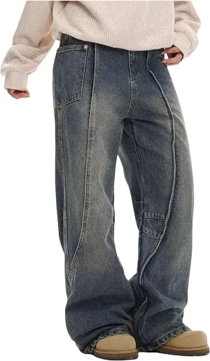 Y2k Men Hip Hop Skater Jeans Low Waisted Denim Pants Loose Fit Baggy Jeans Vintage Dance Skateboard Pants
