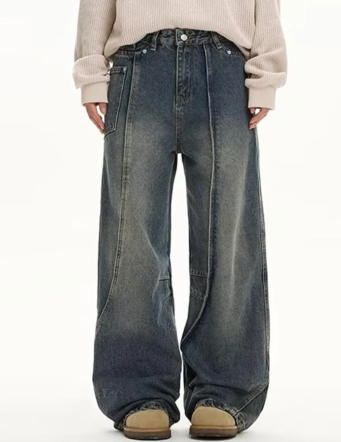 Y2k Men Hip Hop Skater Jeans Low Waisted Denim Pants Loose Fit Baggy Jeans Vintage Dance Skateboard Pants