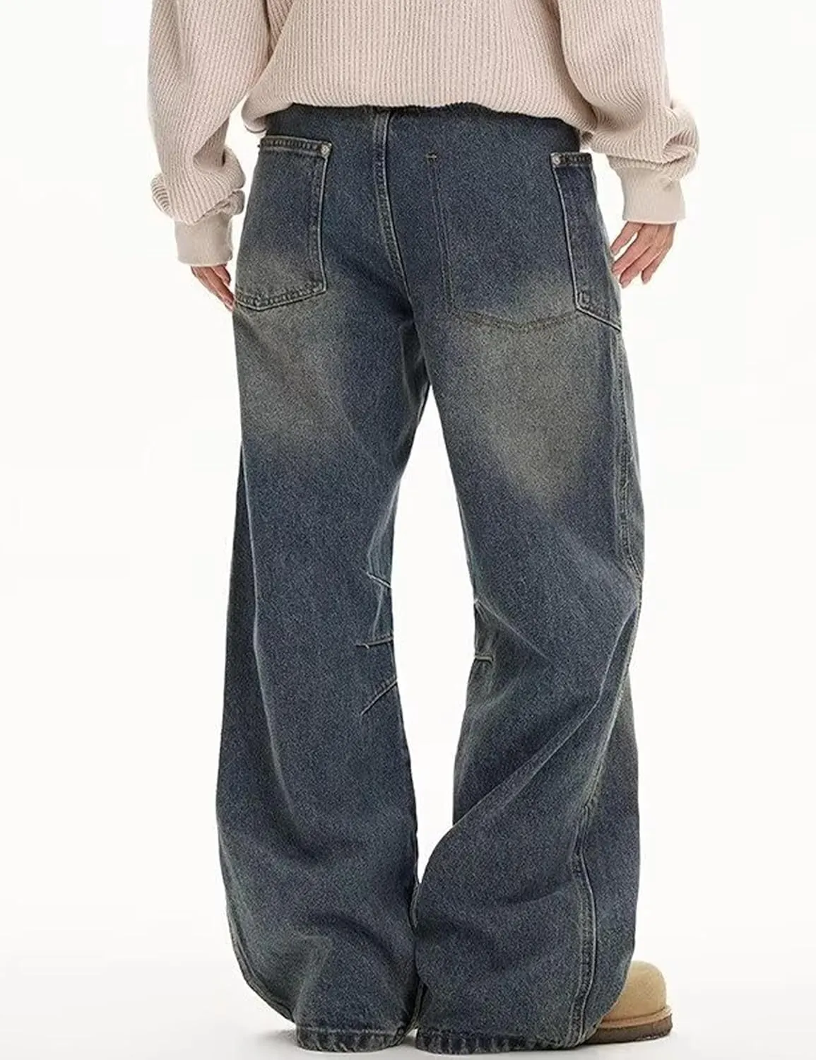 Y2k Men Hip Hop Skater Jeans Low Waisted Denim Pants Loose Fit Baggy Jeans Vintage Dance Skateboard Pants