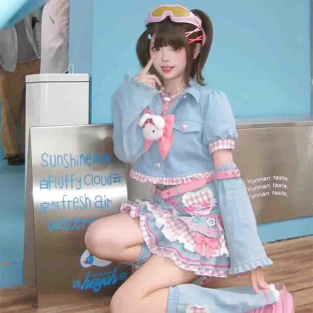 Y2K Mini Skirt, Women's Mini Slim fit Short Skirt, Women's Trumpet Pleated Mini Denim Skirt Cake Mini Skirts