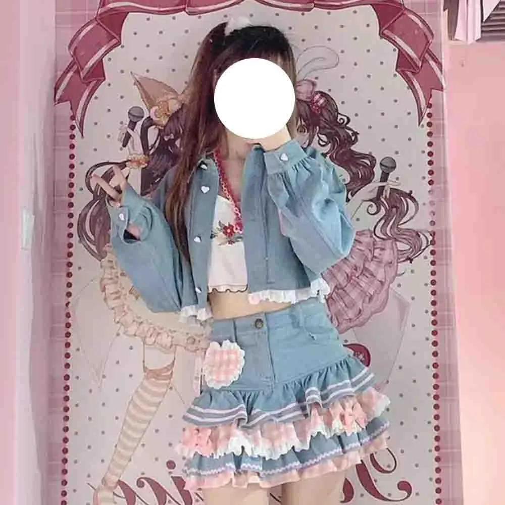 Y2K Mini Skirt, Women's Mini Slim fit Short Skirt, Women's Trumpet Pleated Mini Denim Skirt Cake Mini Skirts