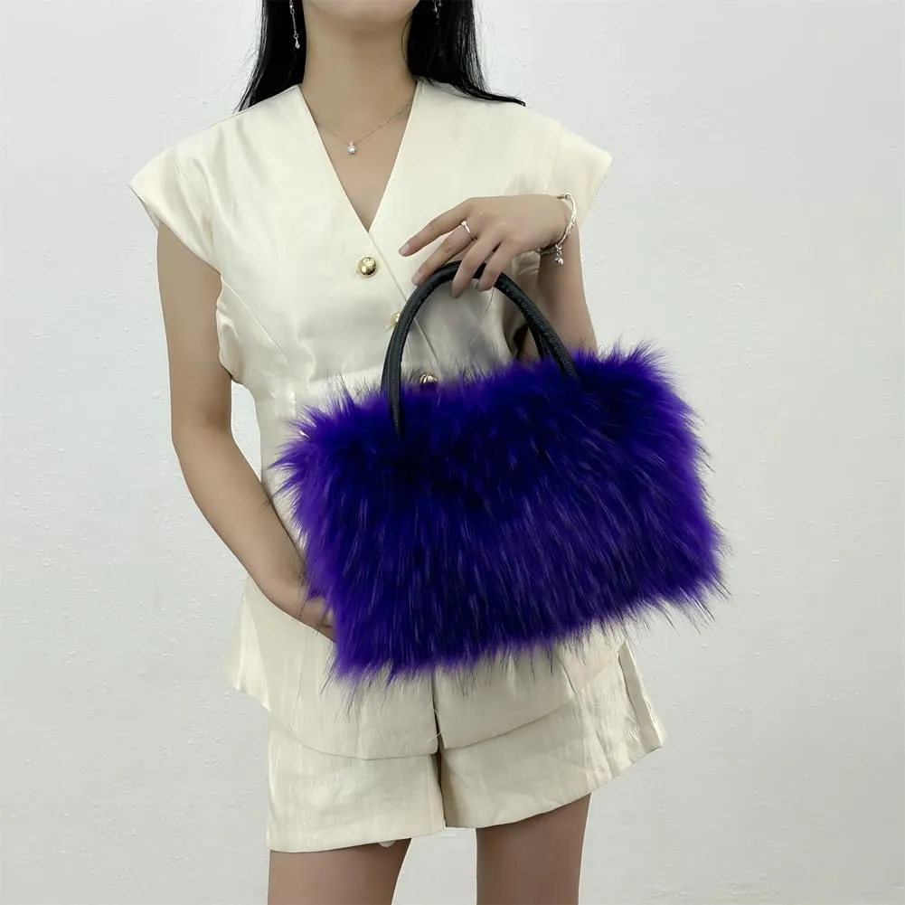 Y2k Purse Hobo Bags for Women Faux Fur Purse Large Capacity Tote Bag Women's Top-handle Handbags Satchel Crossbody Bag