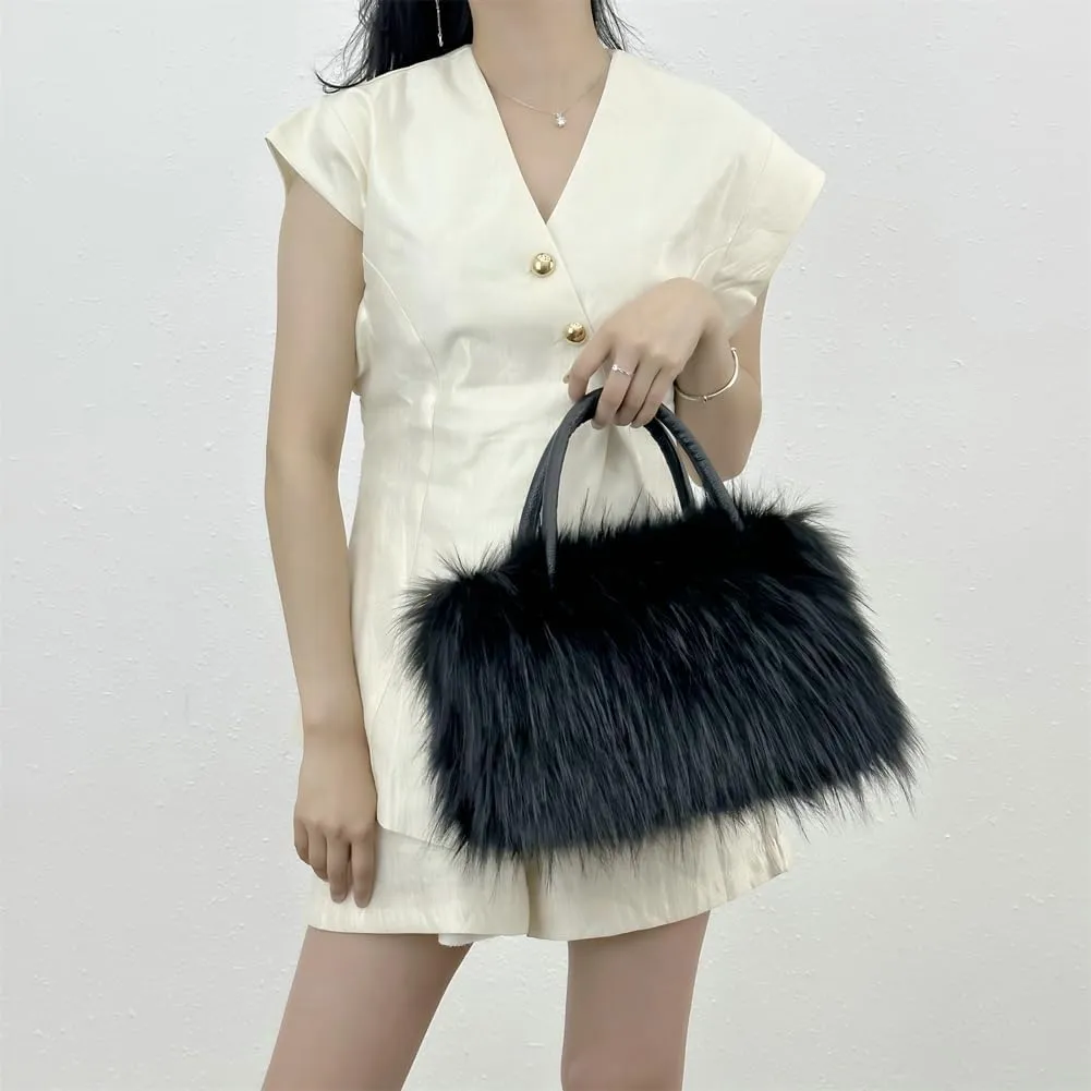 Y2k Purse Hobo Bags for Women Faux Fur Purse Large Capacity Tote Bag Women's Top-handle Handbags Satchel Crossbody Bag