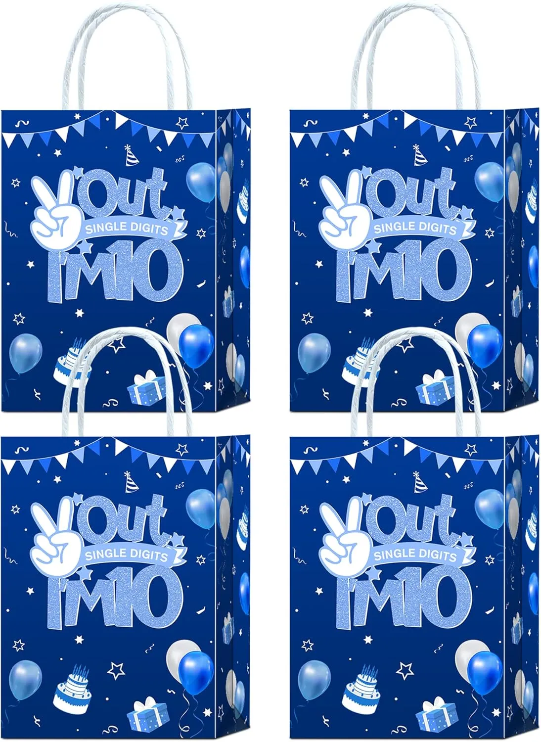 YanZonic 16Pcs Peace Out Single Digits Party Bags - Robust Double Digits Birthday Boy, Ideal 10th Birthday Decorations for Boys