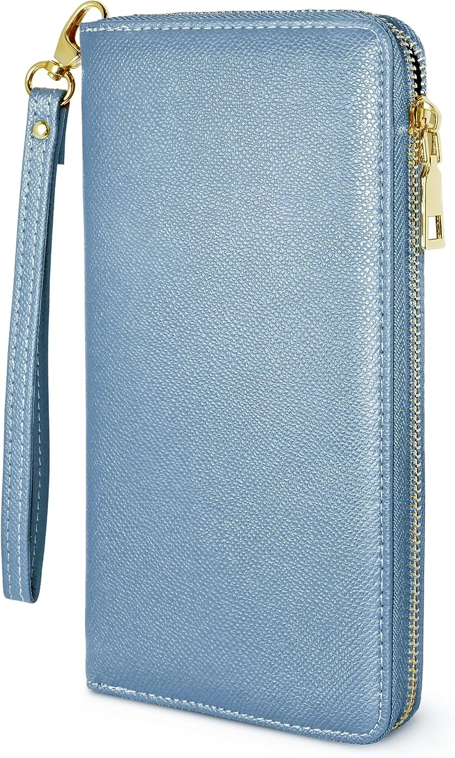 Yarnic Blue Woman Wallet Credit Card Holder Money Pockets Big Wristlet Wallet Case Coin Money Clip Organizer Purse with RFID Blocking Large Capacity with Zipper (light blue)