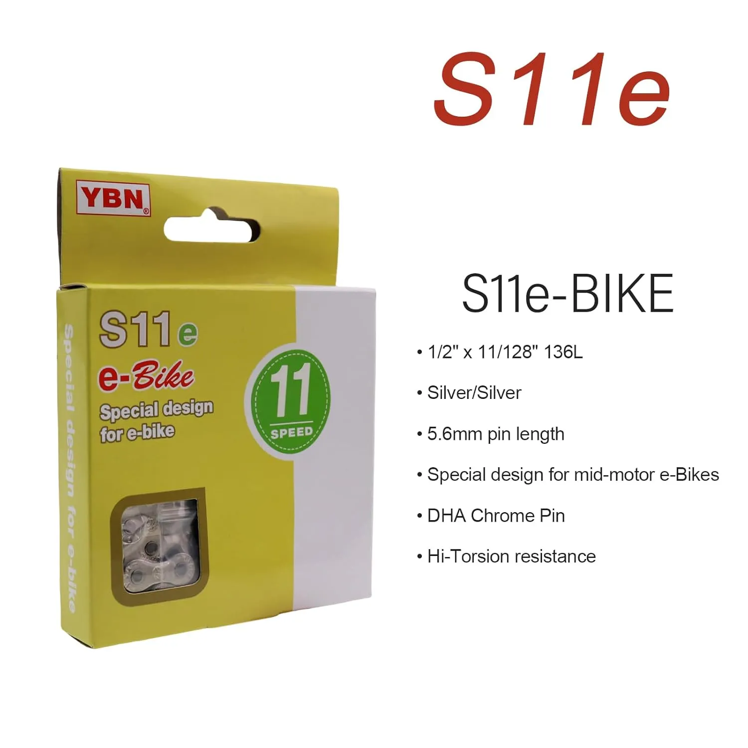 YBN E-Bike Chain 9 Speed for Mid Motor E-Bike for Bosch Bafang for Shimano Electric Bike 136links High Strength Chain,9 Speed