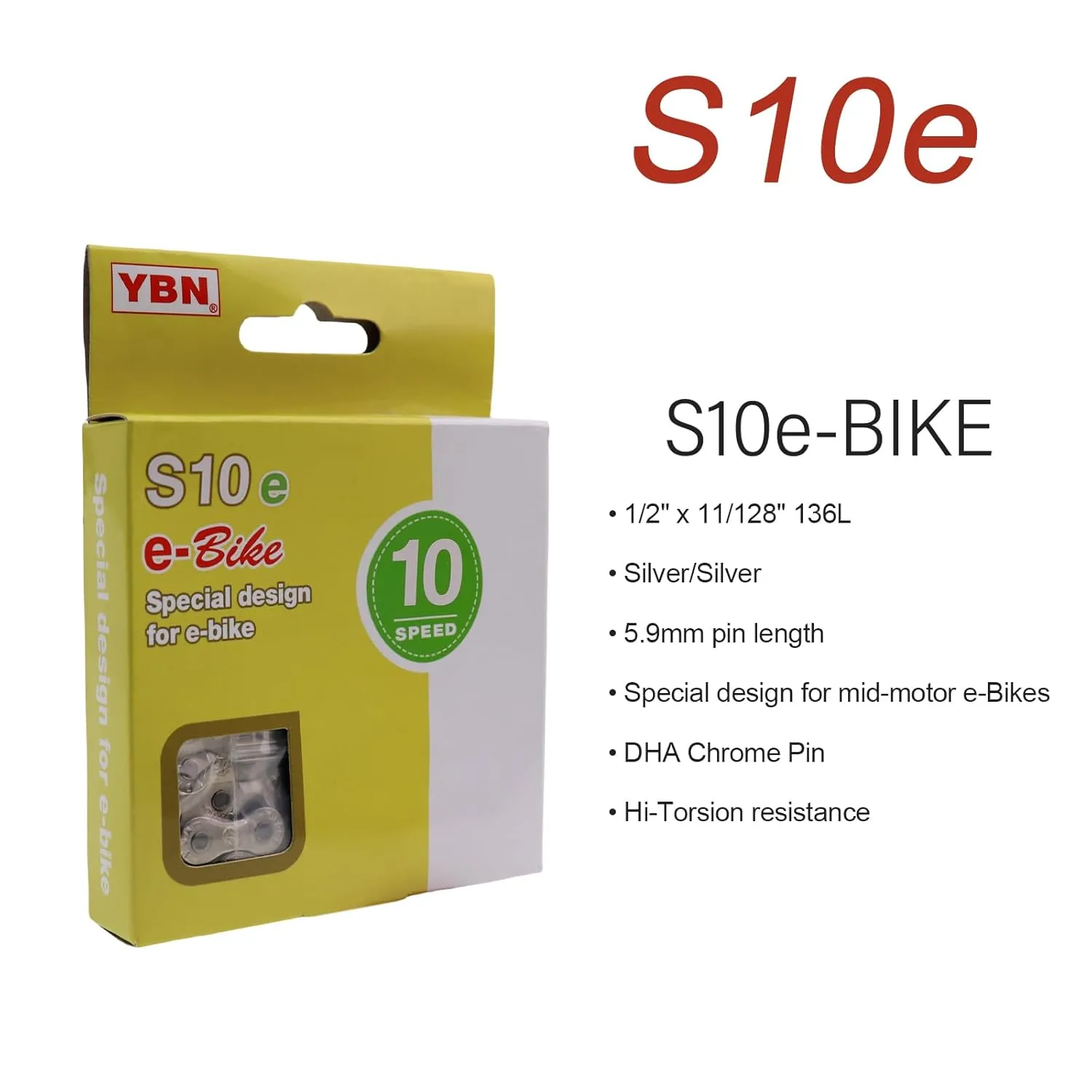 YBN E-Bike Chain 9 Speed for Mid Motor E-Bike for Bosch Bafang for Shimano Electric Bike 136links High Strength Chain,9 Speed