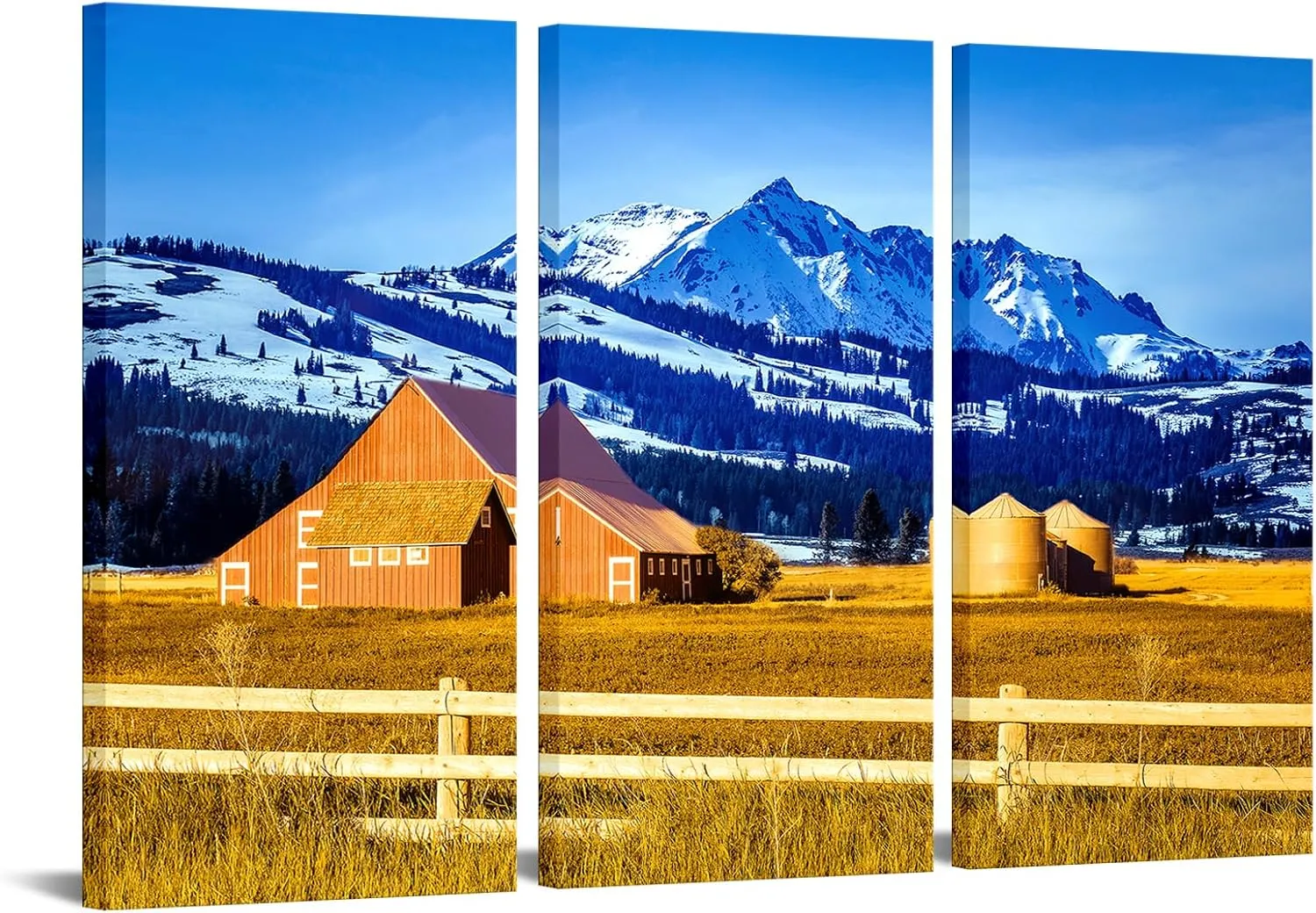 YeiLnm Moulton Barn Canvas Wall Art Grand Teton National Park Pictures Country Rustic Paintings Nature Landscape Artwork for Living Room