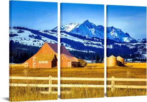 YeiLnm Moulton Barn Canvas Wall Art Grand Teton National Park Pictures Country Rustic Paintings Nature Landscape Artwork for Living Room