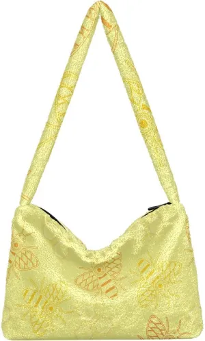 Yellow Bee Honeycomb Hive Fluffy Crossbody Bag Furry Tote Bags for Women Fuzzy Purse Handbag Lady Shoulder Bag Large Plush Bag with Zipper Closure