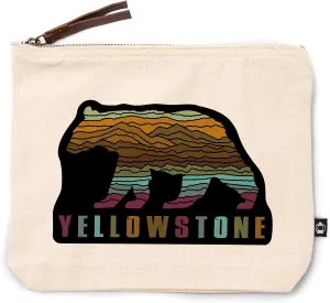 Yellowstone National Park, Wyoming, Black Bear, Abstract Mountain Scene, 100% Cotton Zipper Pouch, Travel Accessory, Go Bag