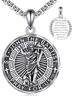 YFN Patron Saint Necklace Sterling Silver Amulet Medal Pendant Religious Protector Jewelry Gifts for Women Men