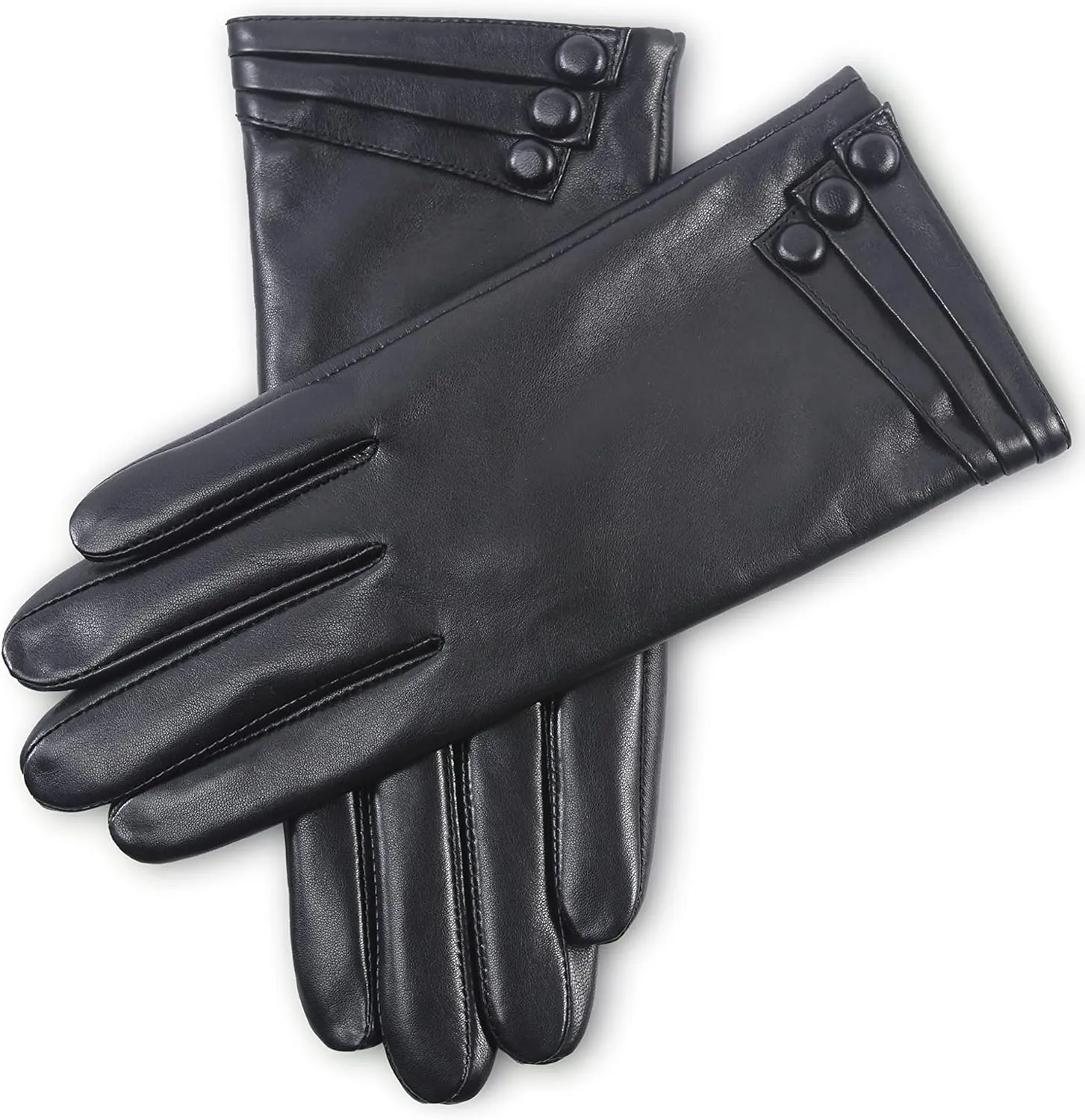 YISEVEN Women's Winter Driving Touchscreen Leather Gloves Wool Lined Buttoned Cuff