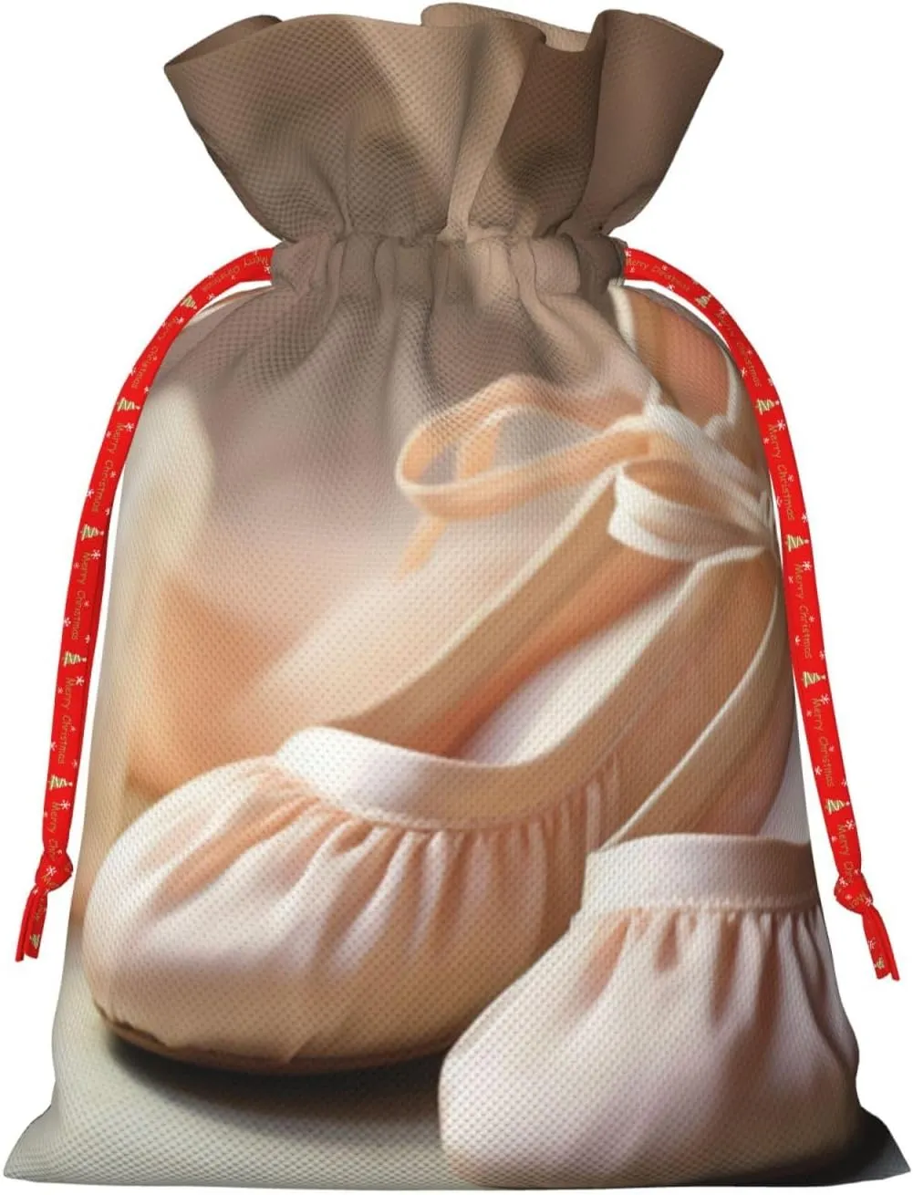 YKJJFVZ Ballet Shoes Print Versatile Drawstring Christmas Gift Bags,Burlap Material,Xmas Wrapping Bags,Candy Bags