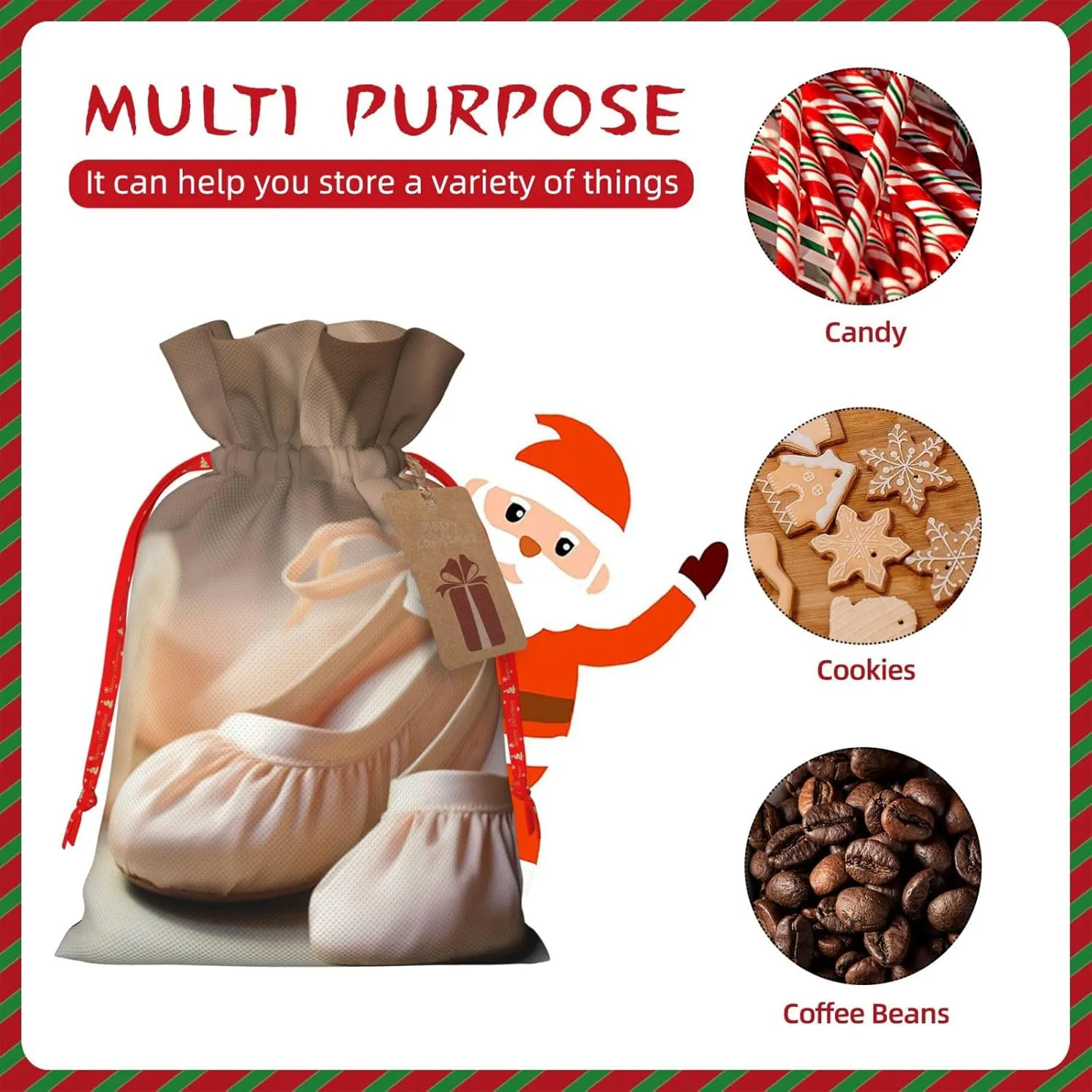 YKJJFVZ Ballet Shoes Print Versatile Drawstring Christmas Gift Bags,Burlap Material,Xmas Wrapping Bags,Candy Bags