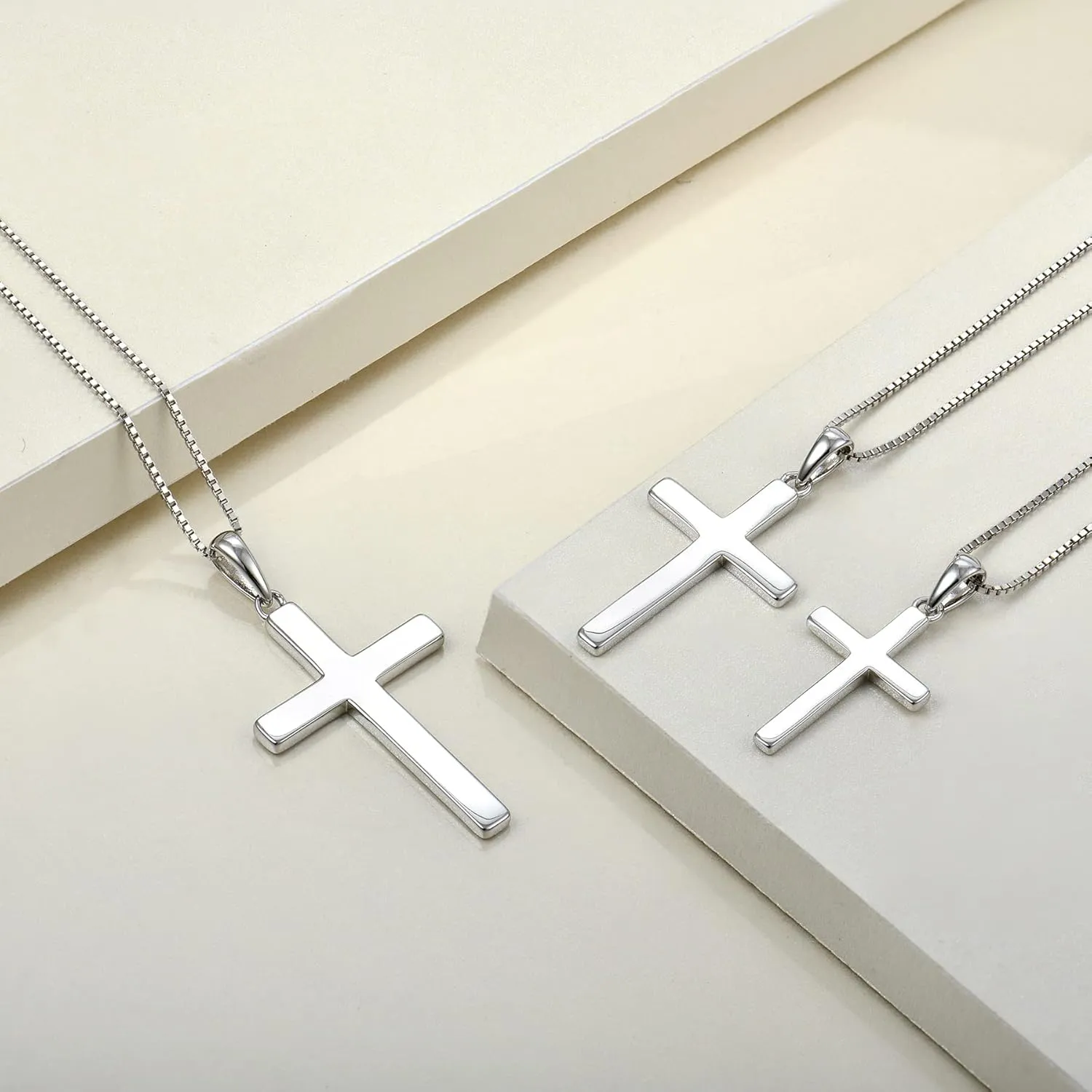 YL Cross Necklace for Women Sterling Silver Plain Cross Pendant Necklace Simple Jewelry for Men (0.79-1.18")