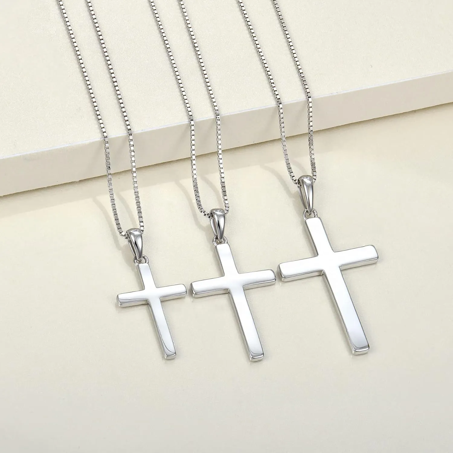 YL Cross Necklace for Women Sterling Silver Plain Cross Pendant Necklace Simple Jewelry for Men (0.79-1.18")