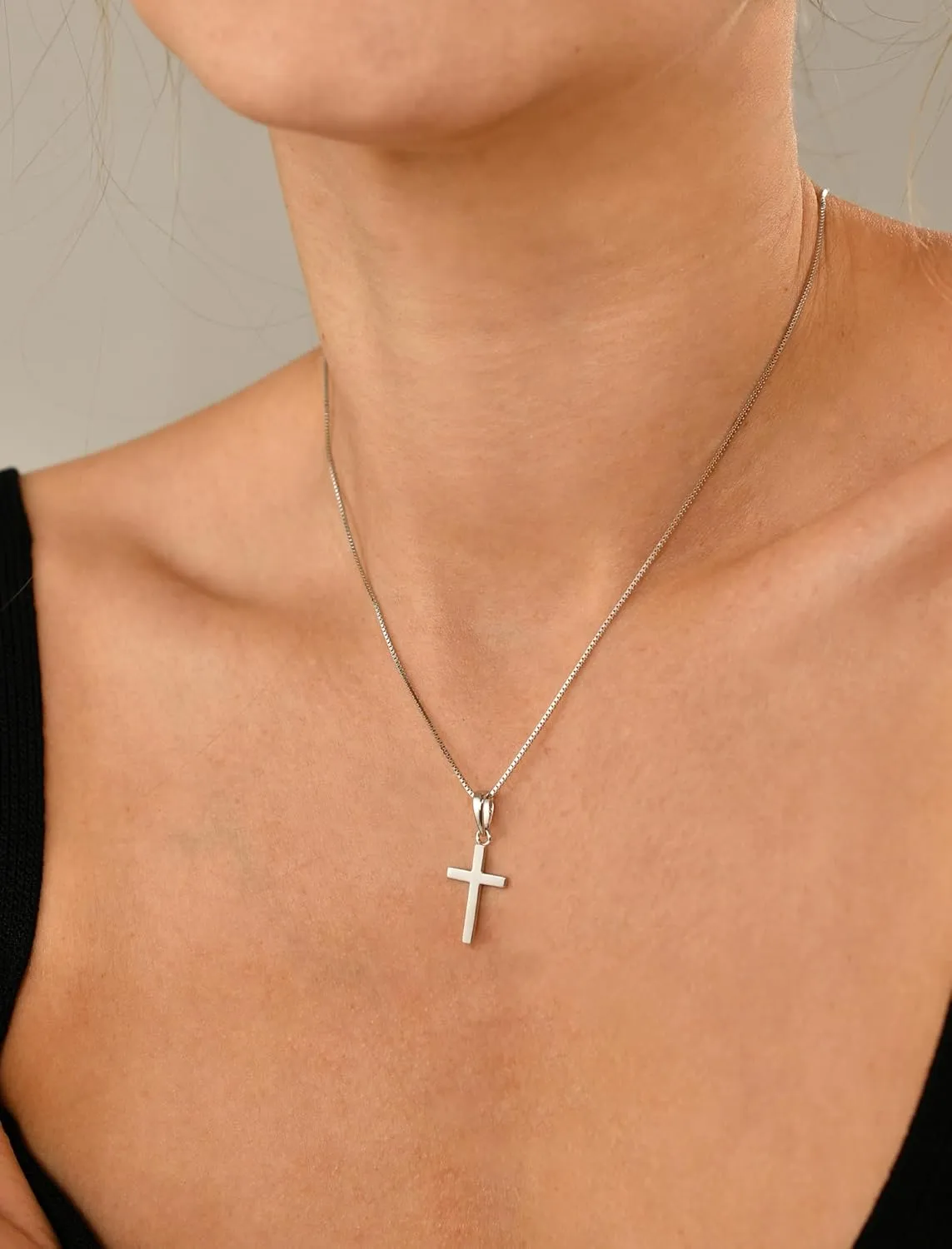 YL Cross Necklace for Women Sterling Silver Plain Cross Pendant Necklace Simple Jewelry for Men (0.79-1.18")