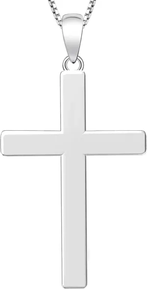 YL Cross Necklace for Women Sterling Silver Plain Cross Pendant Necklace Simple Jewelry for Men (0.79-1.18")