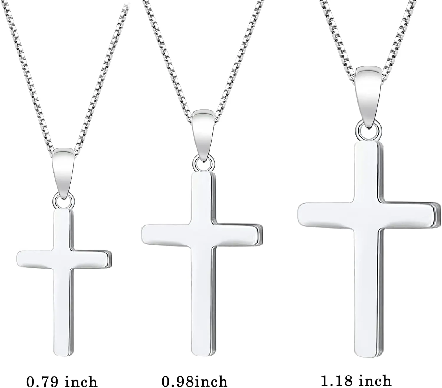 YL Cross Necklace for Women Sterling Silver Plain Cross Pendant Necklace Simple Jewelry for Men (0.79-1.18")