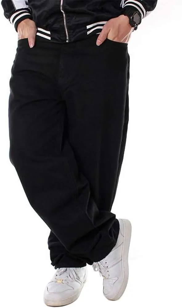 Ylingjun Mens Baggy Hip Hop Jeans Casual Loose Fit Embroidered Skateboard Denim Pants
