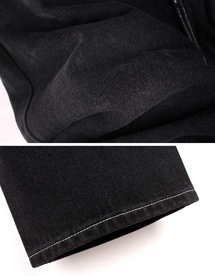 Ylingjun Mens Baggy Hip Hop Jeans Casual Loose Fit Embroidered Skateboard Denim Pants
