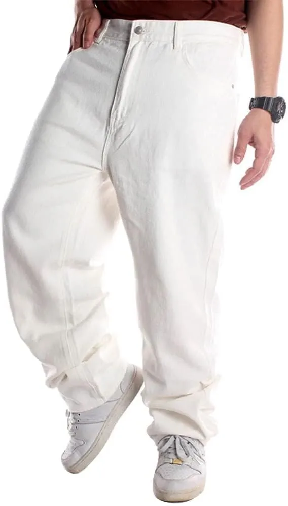Ylingjun Mens Baggy Hip Hop Jeans Casual Loose Fit Embroidered Skateboard Denim Pants