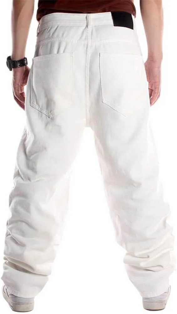 Ylingjun Mens Baggy Hip Hop Jeans Casual Loose Fit Embroidered Skateboard Denim Pants
