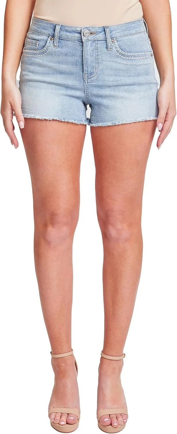 YMI Jeans Women's Heavy Stitch Embroidered Frayed Shorts