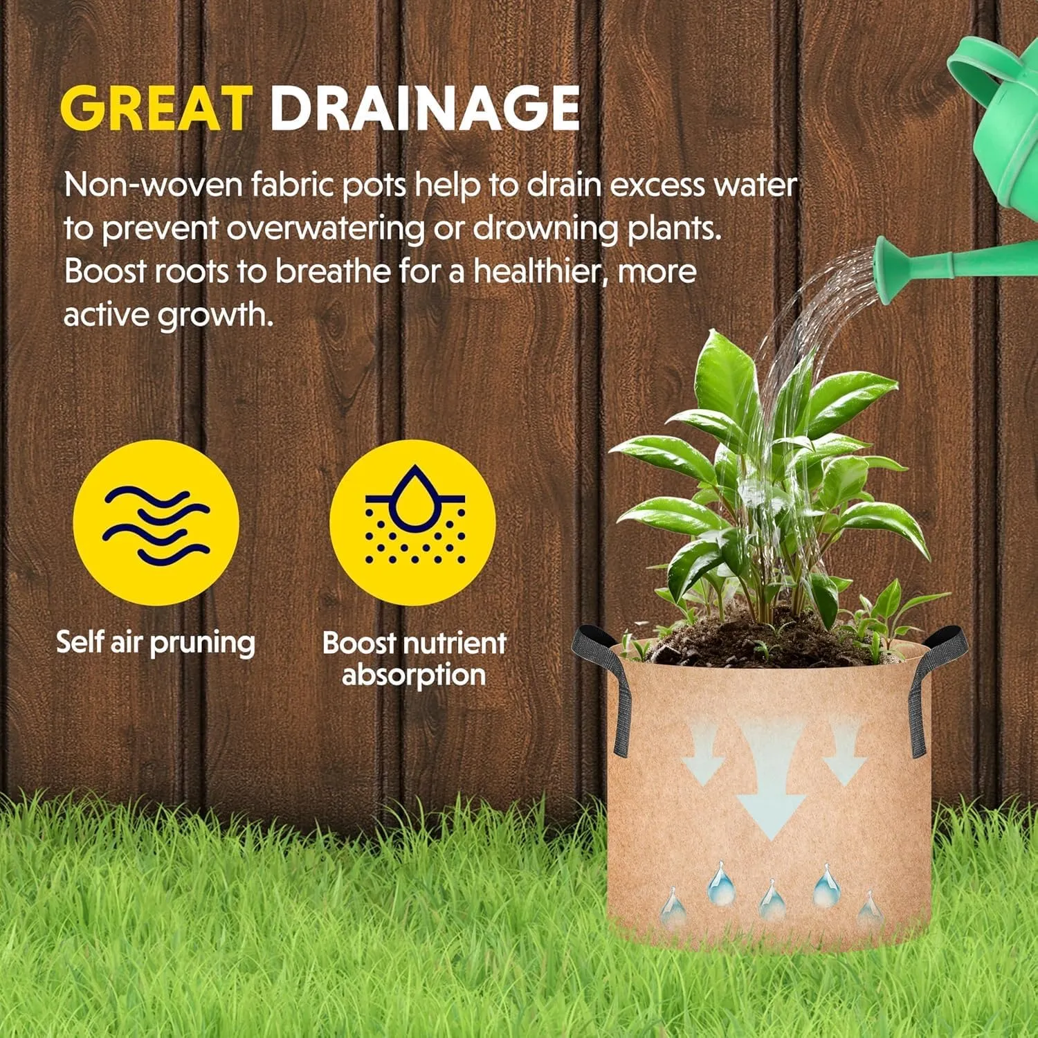 YSSOA 12-Pack 3 Gallon Grow Bags Heavy Duty Thickened Nonwoven Aeration Fabric Pots with Handles, Cloth Pots for Plants, Vegetable, Flower, Tomato Potato