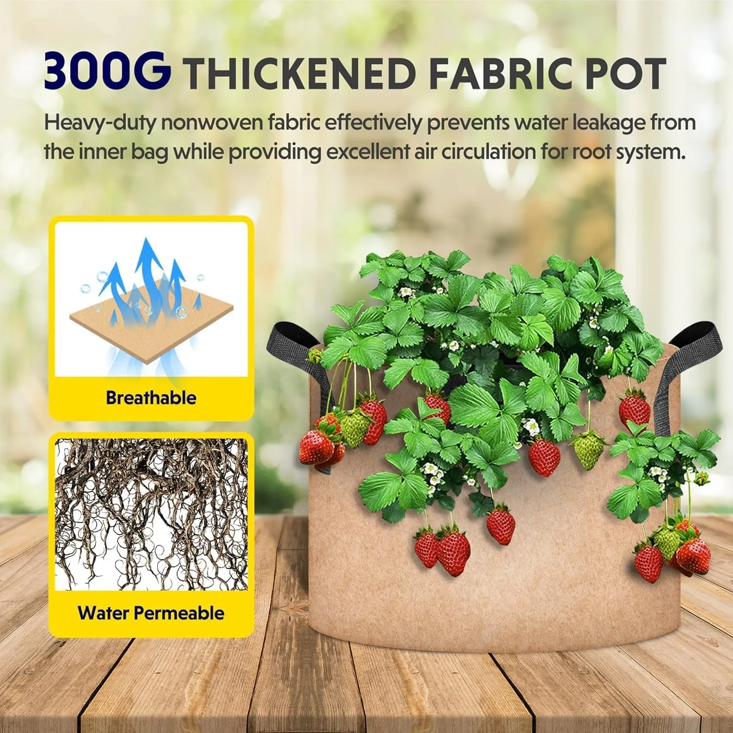 YSSOA 12-Pack 3 Gallon Grow Bags Heavy Duty Thickened Nonwoven Aeration Fabric Pots with Handles, Cloth Pots for Plants, Vegetable, Flower, Tomato Potato