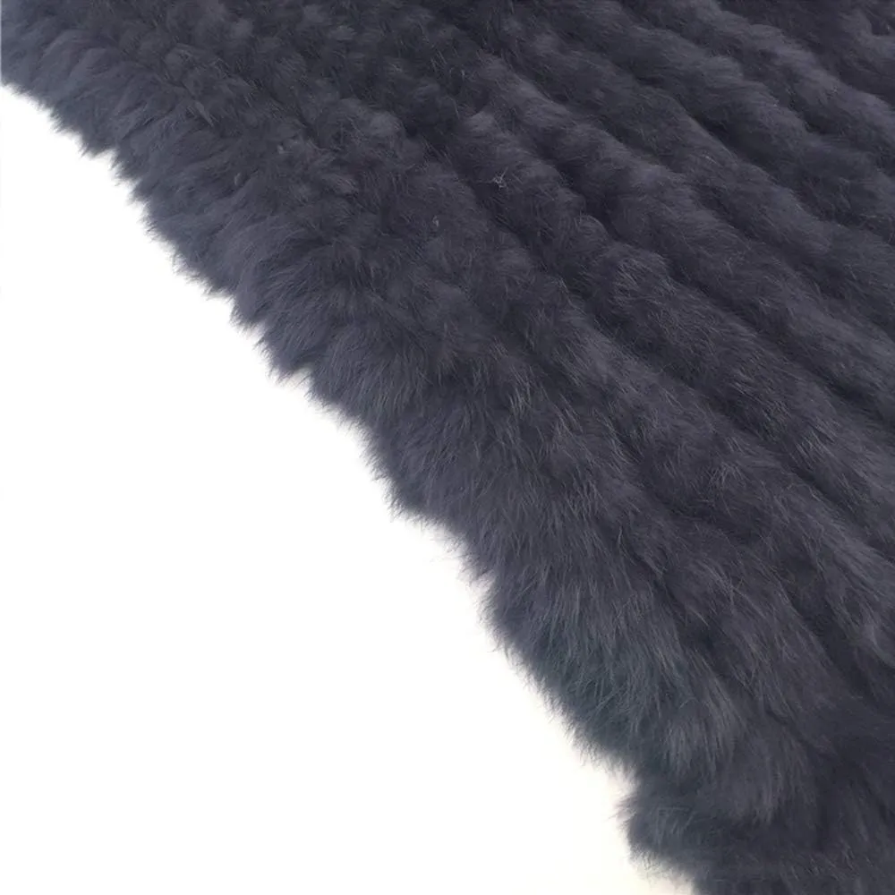 Yu He Women's New Womens Real Rabbit Fur Raccoon collar Poncho Knitted Cape Jacket Coat Shawl