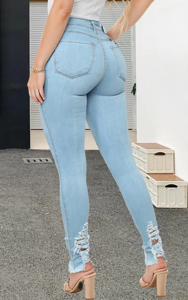 ZERMOM Ripped Skinny Jeans for Women Destroyed Mid Rise Stretch Denim Pants