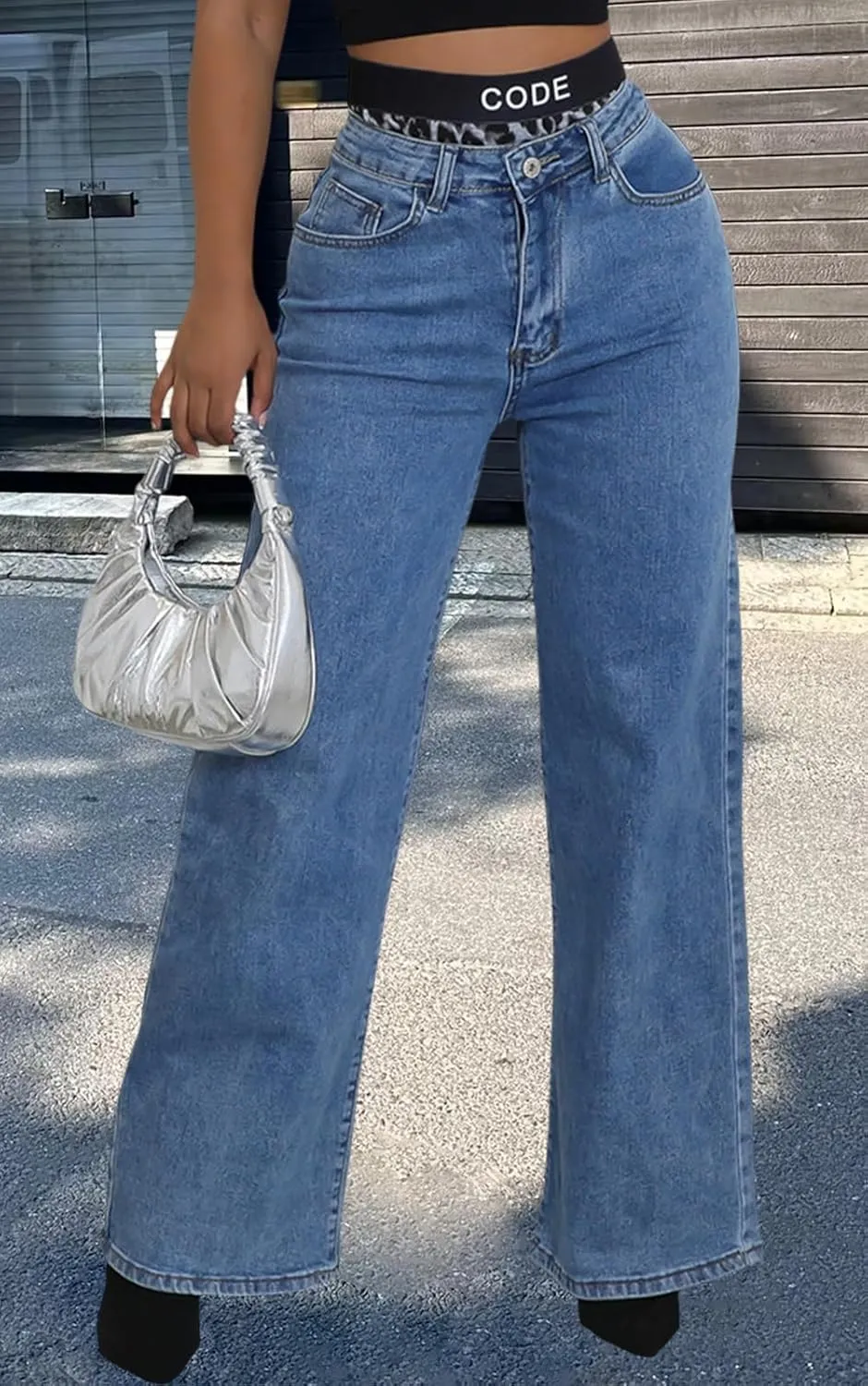 ZERMOM Women's Wide Leg Jeans Casual Stretch High Rise Baggy Loose Denim Pants