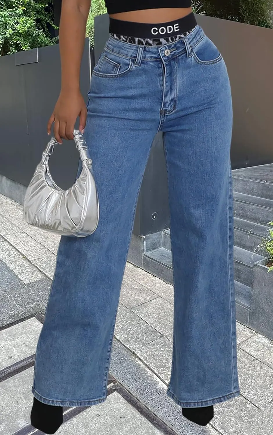 ZERMOM Women's Wide Leg Jeans Casual Stretch High Rise Baggy Loose Denim Pants